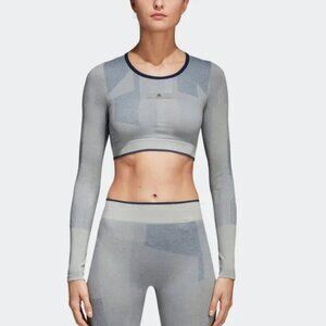 Adidas by Stella McCartney Grey Training Seamless Block Crop Top szXS